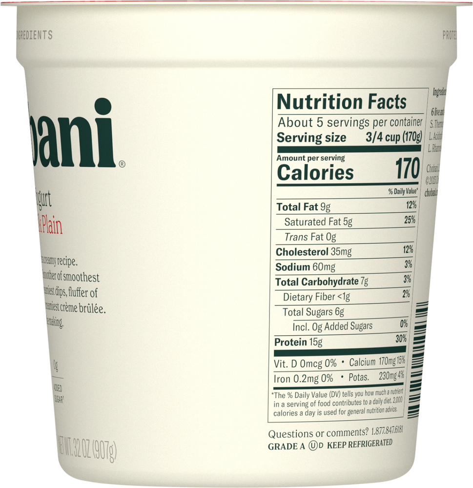 Chobani Yogurt, Greek, Whole Milk, PlainPlanogramRight