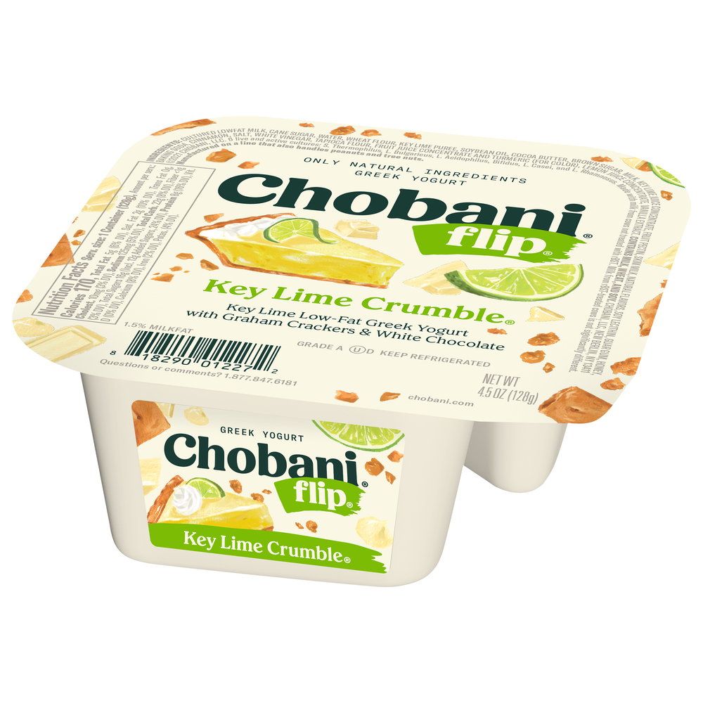 Chobani Flip Yogurt Greek Low Fat Key Lime Crumble Front Right Elevated