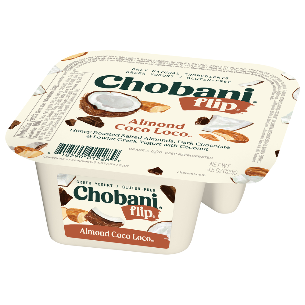 Chobani Flip Yogurt, Greek, Almond Coco Loco-Front-Right-Elevated