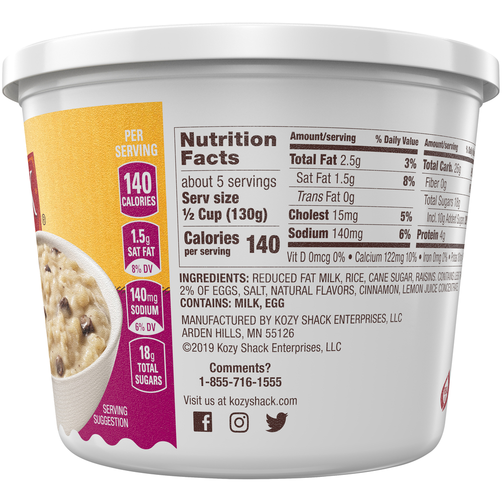 Kozy Shack Cinnamon Raisin Rice Pudding Planogram Right