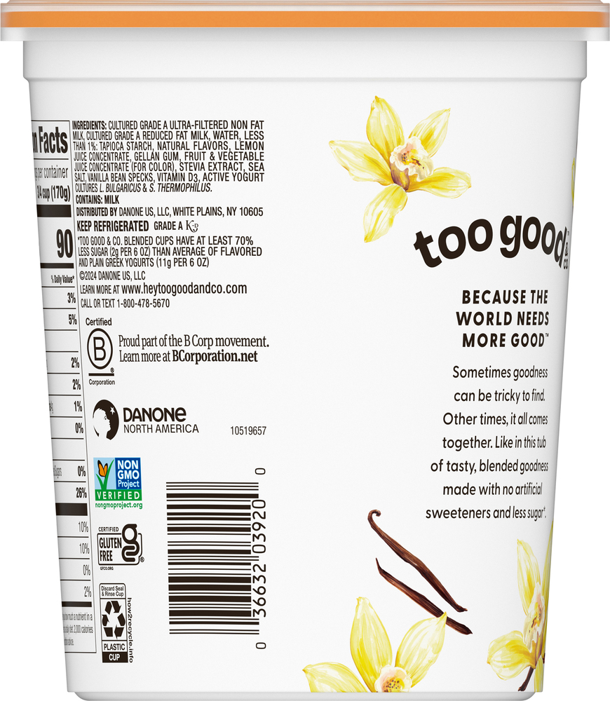 Too Good & Co. Yogurt, Vanilla, Low FatPlanogramBack