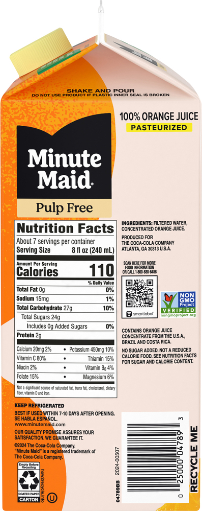 Minute maid orange juice nutrition top