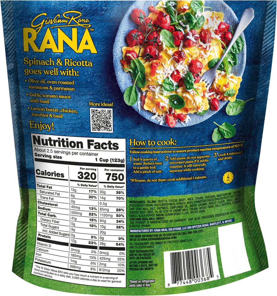 Rana Ravioli, Spinach & RicottaPlanogramBack
