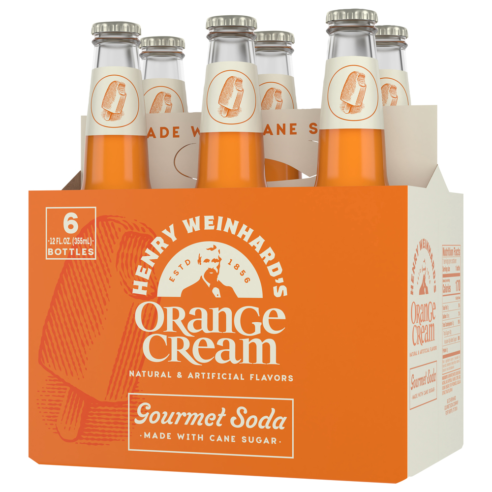 Henry Weinhard's Gourmet Soda, Orange Cream, 6 Pack