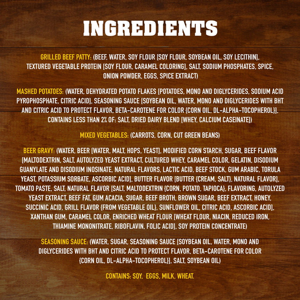 HungryMan Grilled Beef PattyIngredients