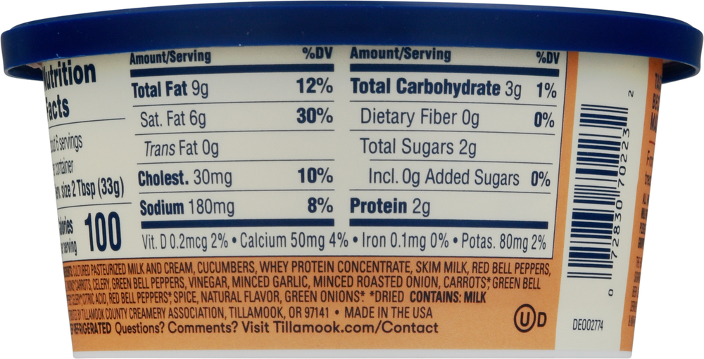 Tillamook Cream Cheese Ingredients