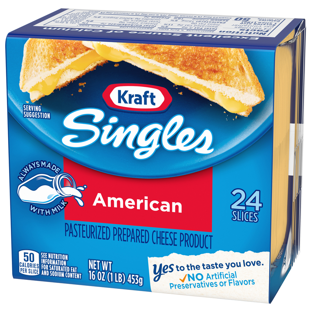 Kraft Singles Cheese Slices, AmericanFrontRightElevated