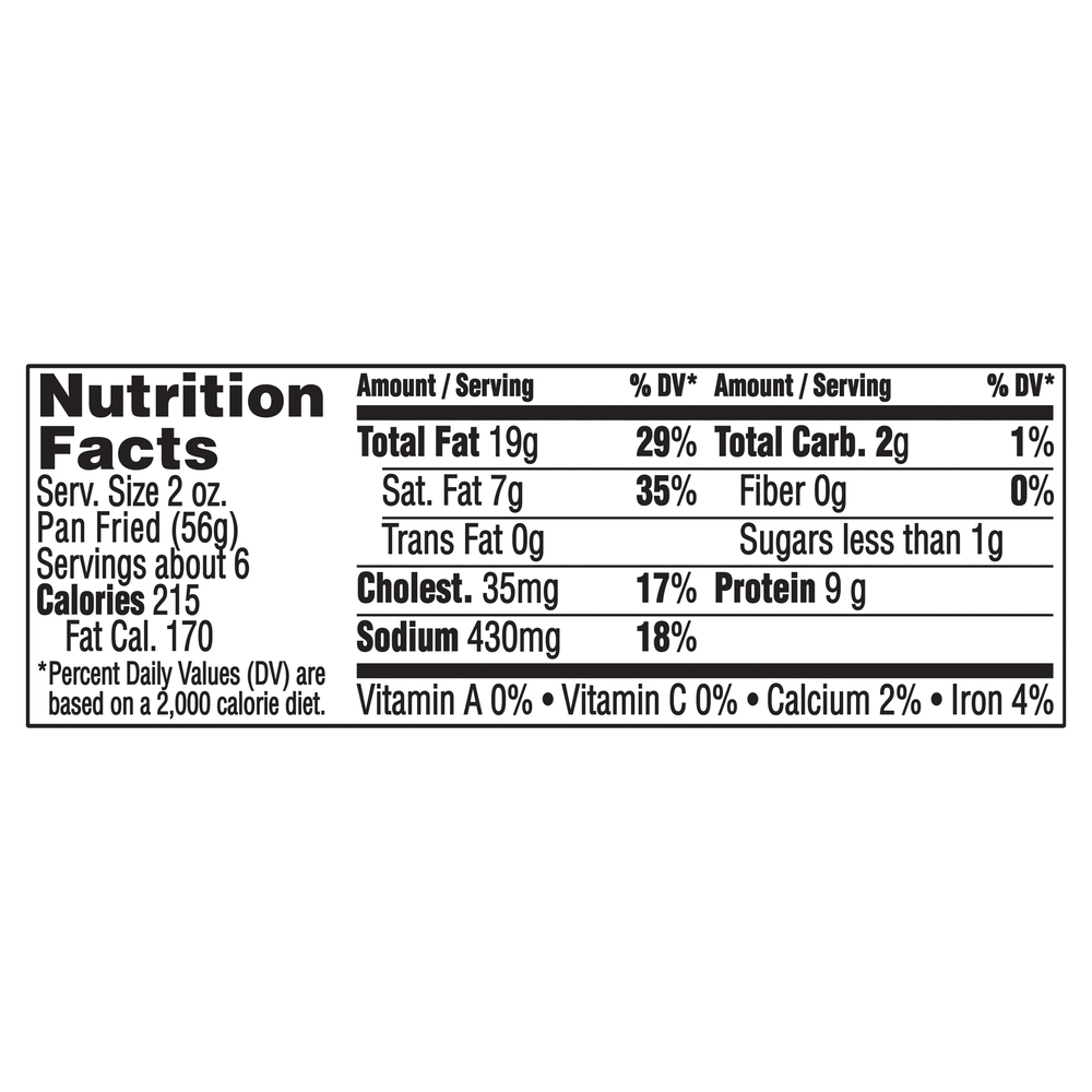 Jimmy Dean Premium All Natural Pork Sausage Roll, 16 ozNutritionFacts