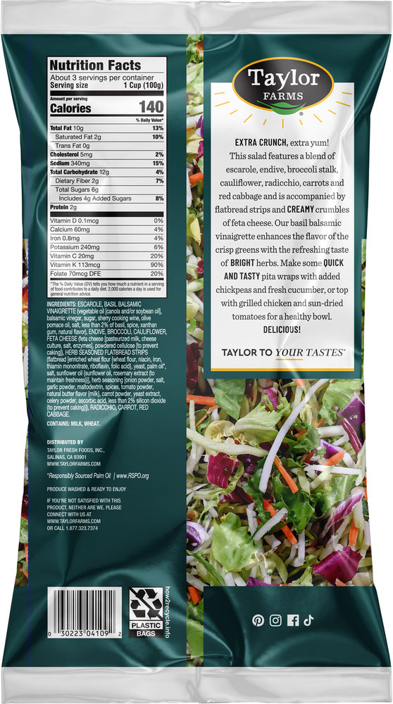 Taylor Farms Mediterranean Crunch Chopped Salad KitPlanogramBack