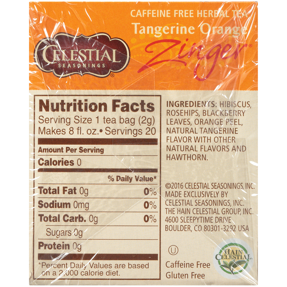 Celestial Seasonings Tangerine Orange Zinger Caffeine Free Herbal Tea