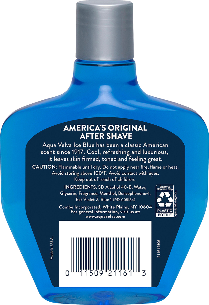 Aqua Velva After Shave, Cooling, Firms & Tones, Classic, Ice Blue-Planogram-Back