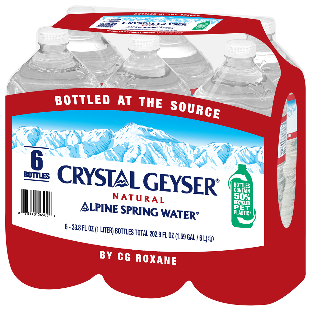 Crystal Geyser Alpine Spring Water, NaturalFrontRightElevated