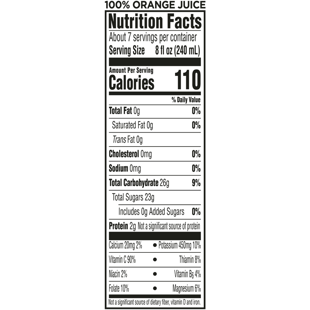 Simply orange 2025 juice nutrition