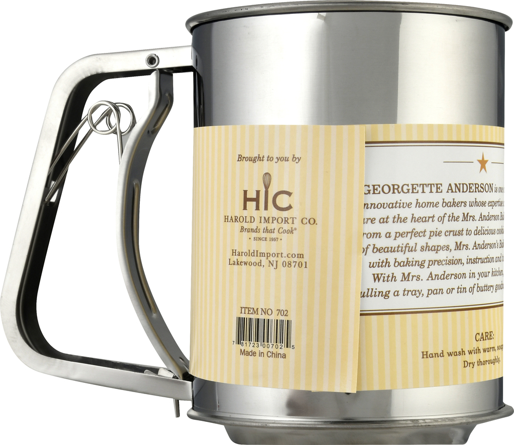 Mrs Andersons Baking Flour Sifter, Stainless Steel, 3-Cup