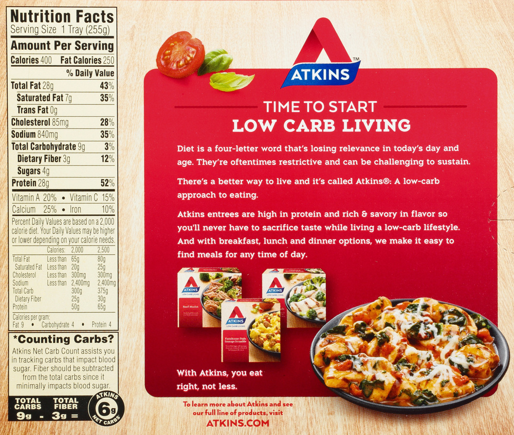 Atkins Chicken MargheritaPlanogramBack