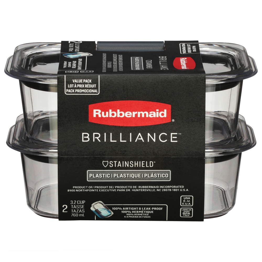 Rubbermaid Containers & Lids, Large Rectangles, 1.1 Gallon 2 Ea