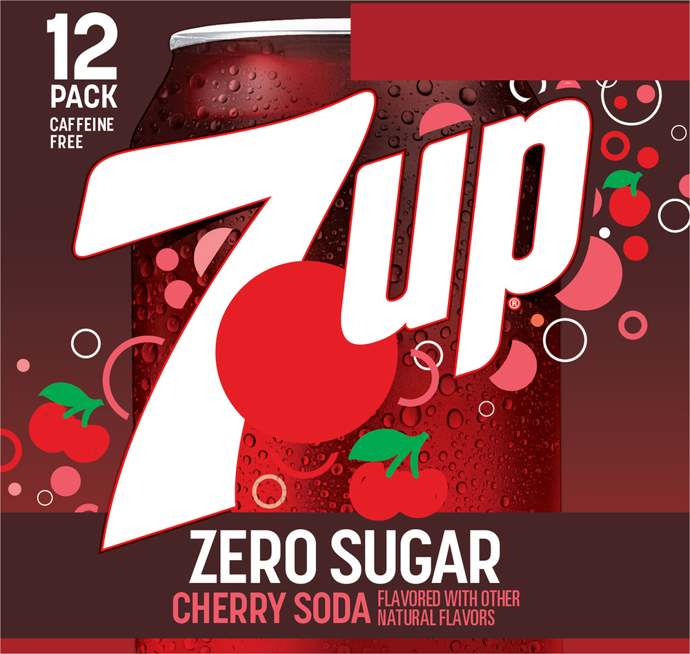 7-UP Soda, Zero Sugar, Cherry, 12 Pack