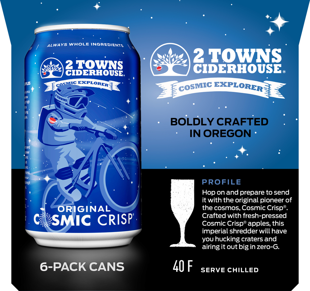 2 Towns Ciderhouse Cosmic Explorer Cider, Imperial Apple