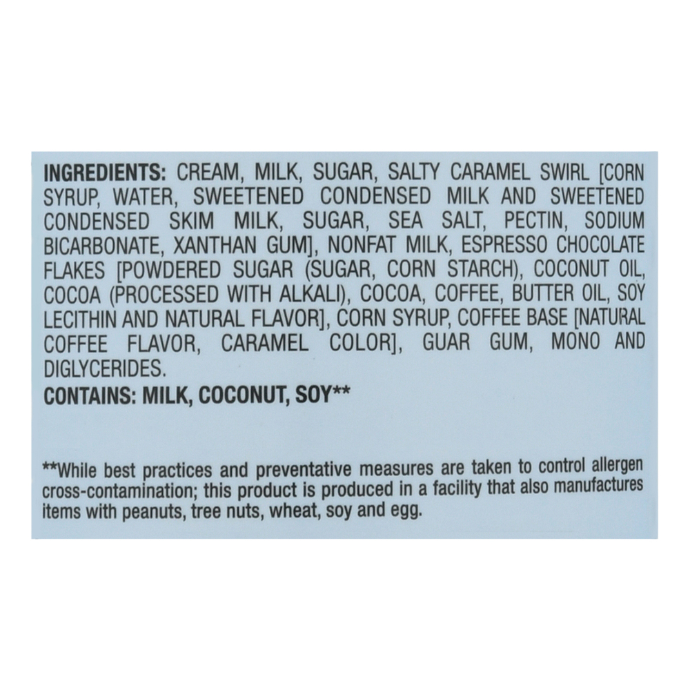 Sunnyside Farms Ice Cream, Premium, Sea Salt Caramel EspressoIngredients