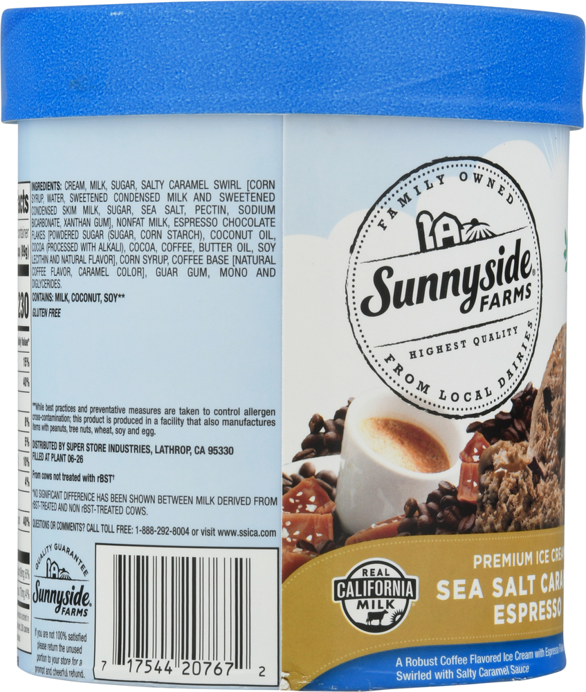 Sunnyside Farms Ice Cream, Premium, Sea Salt Caramel EspressoPlanogram