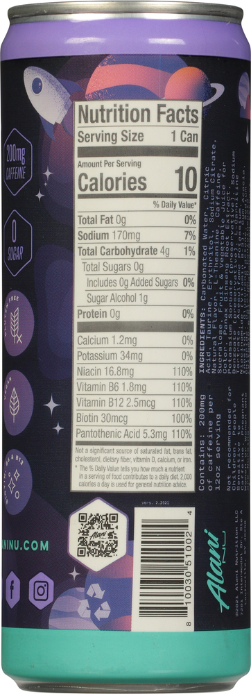 Alani Nu Energy Drink, Cosmic Stardust-Planogram-Back