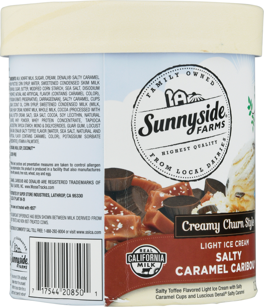 Sunnyside Farms Ice Cream, Light, Salty Caramel Caribou, Creamy Churn