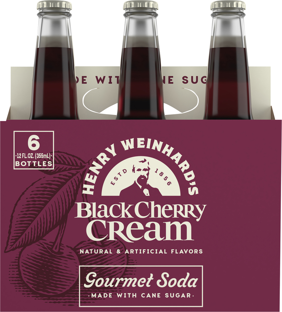 Henry Weinhard's Gourmet Soda, Black Cherry Cream, 6 Pack