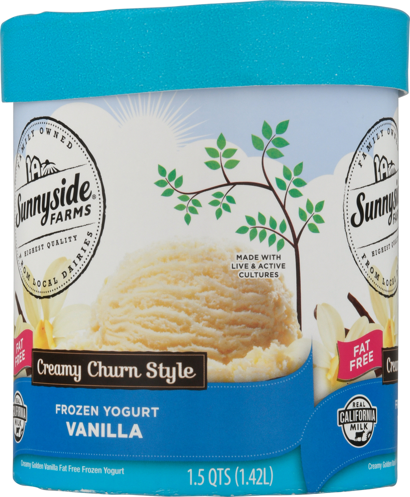 Sunnyside Farms Frozen Yogurt, Vanilla, Creamy Churn StylePlanogramLeft