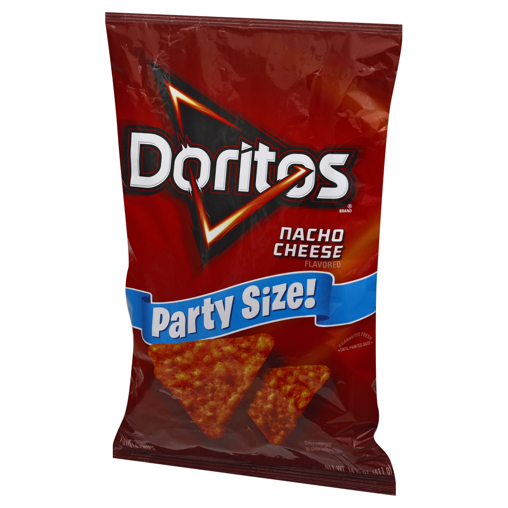 Doritos Tortilla Chips, Nacho Cheese Flavored, Party SizeFrontRightElevated