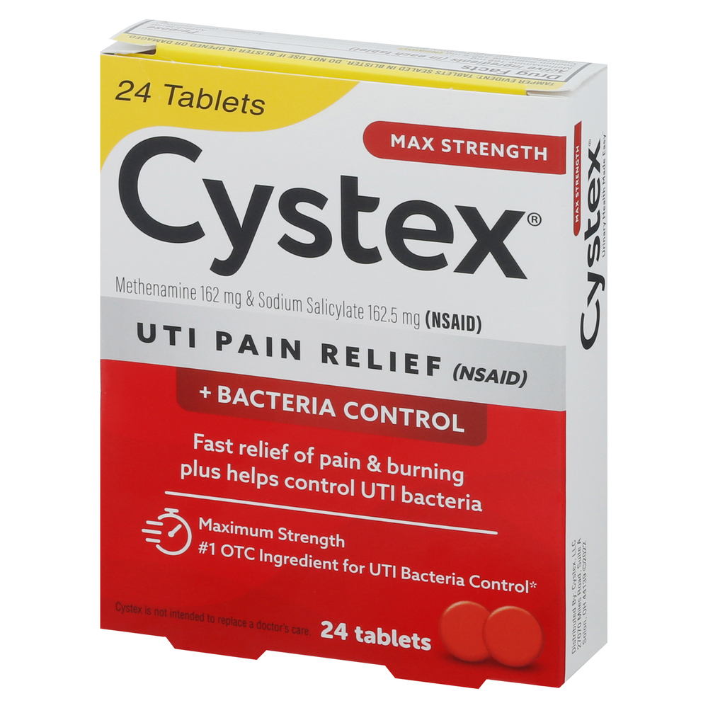 Cystex Pain Relief (NSAID), +UTI Bacteria ControlFrontRightElevated
