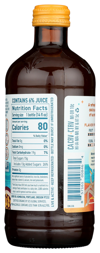 Brew Dr. Kombucha, Organic, Island Mango