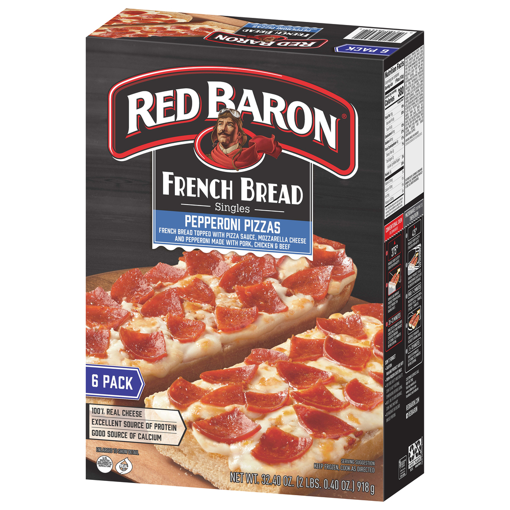 Red Baron Pizza, Pepperoni, French Bread, 6 Pack-Front-Right-Elevated