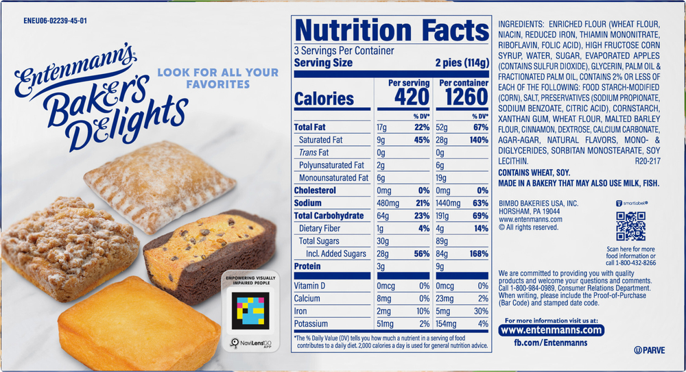 Entenmann's Baker's Delights Snack Pies, Apple, MiniPlanogramBack