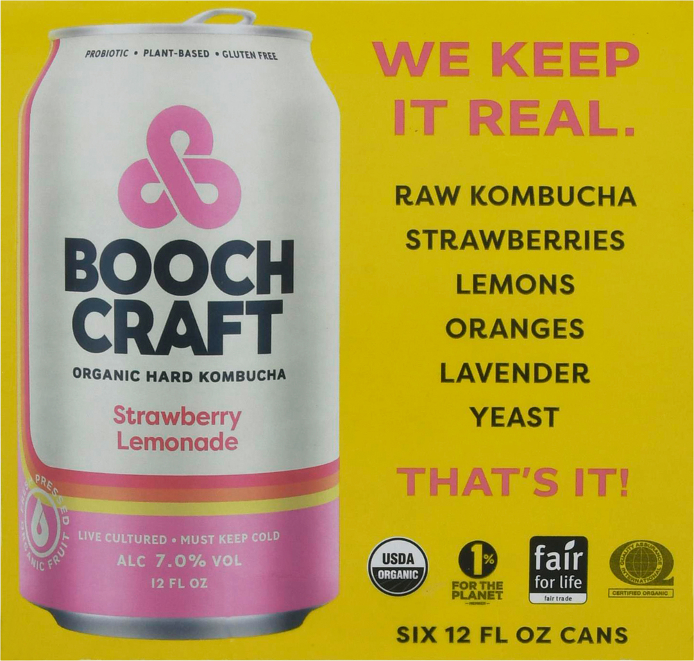 Boochcraft Hard Kombucha, Organic, Strawberry Lemonade