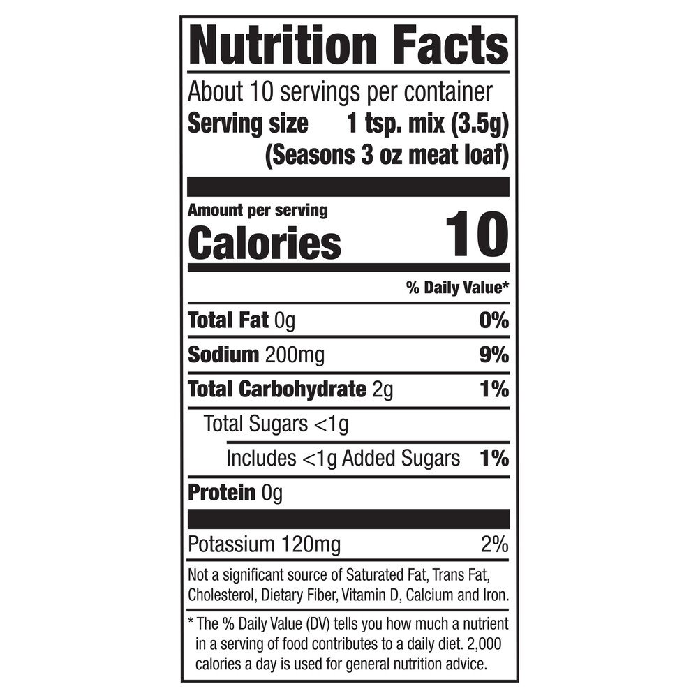 McCormick 30 Less Sodium Meat Loaf Seasoning MixNutritionFacts