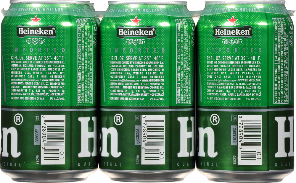 Heineken Beer, Premium Malt Lager, Imported