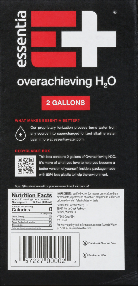 Essentia Purified Water, Ionized Hydration