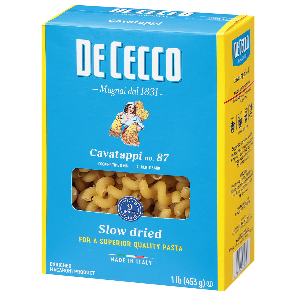 De Cecco Cavatappi, No. 87, Slow DriedFrontRightElevated