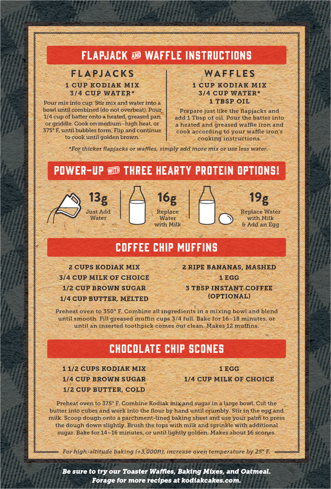 Kodiak Power Cakes Flapjack & Waffle Mix, Chocolate Chip, Protein