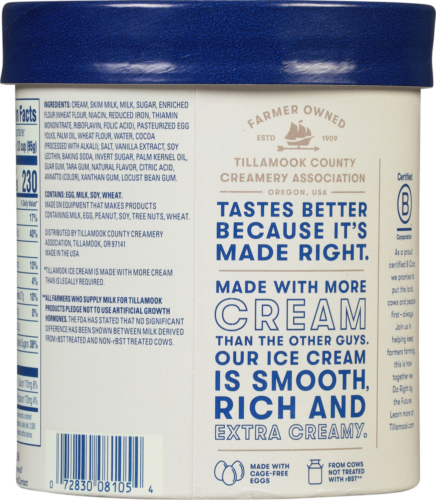 Tillamook Ice Cream, Cookies & CreamPlanogramBack