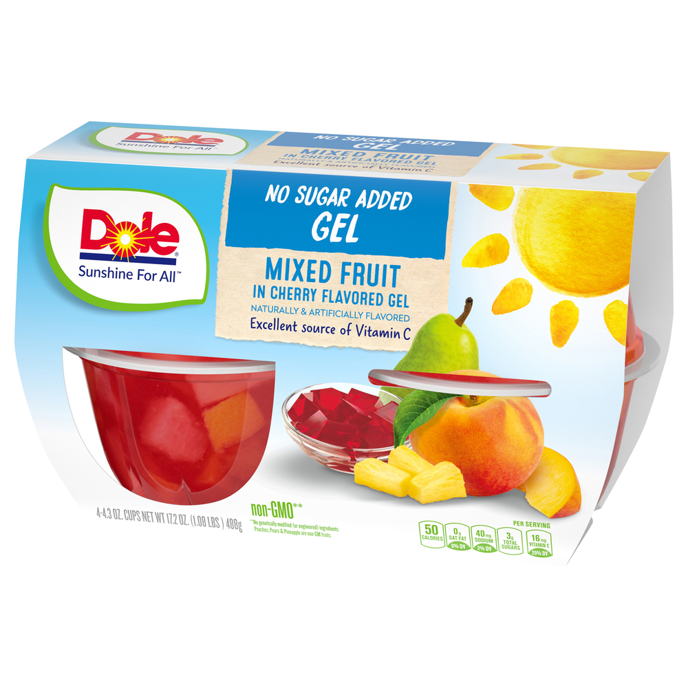 Dole Mixed Fruit, in Cherry Flavored Gel, No Sugar Added