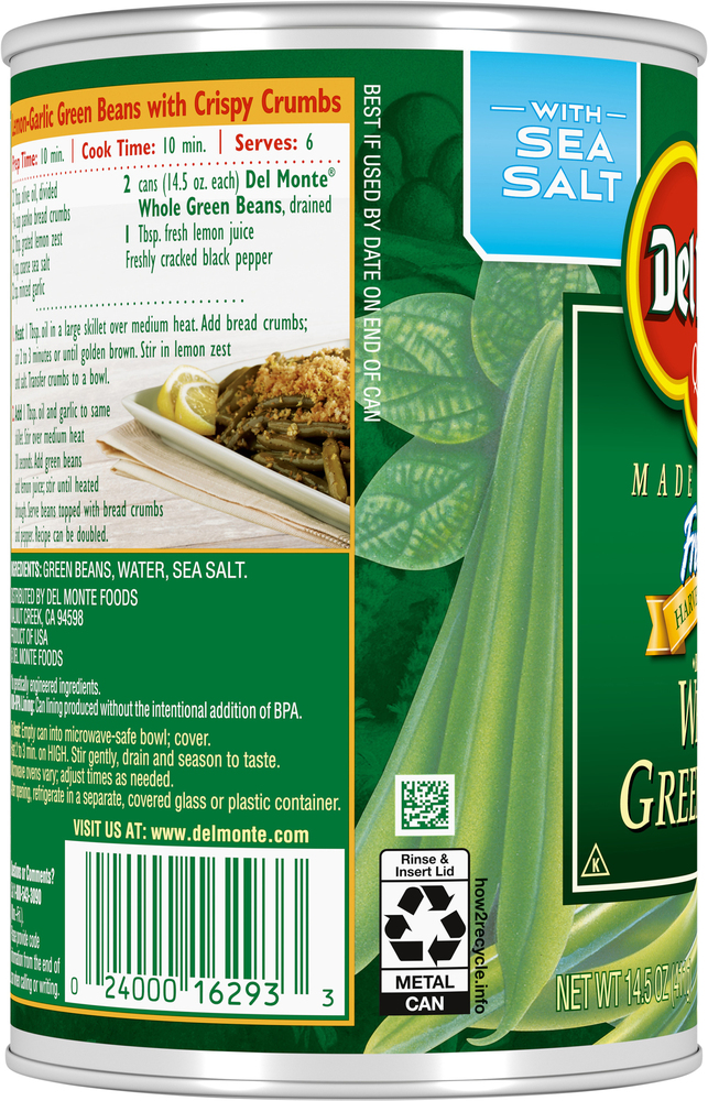 Del Monte Fresh Cut Green Beans, Whole, Blue Lake, Harvest Selects