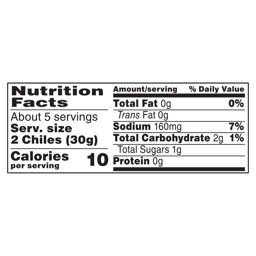 Ortega Green Chiles, Fire Roasted, Whole, MildNutritionFacts