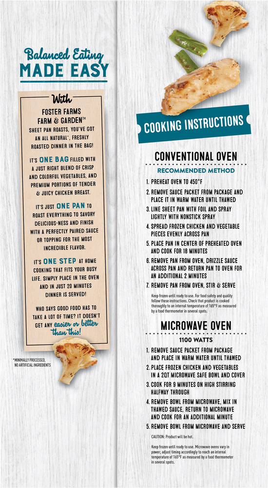 Foster Farms Farm & Garden Sheet Pan Roasts, Parmesan Garlic Chicken