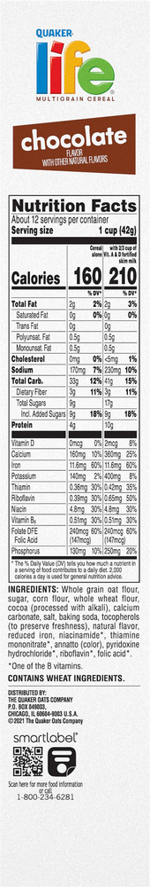 Life Cereal, Multigrain, Chocolate Flavor, Large Size-Planogram-Right