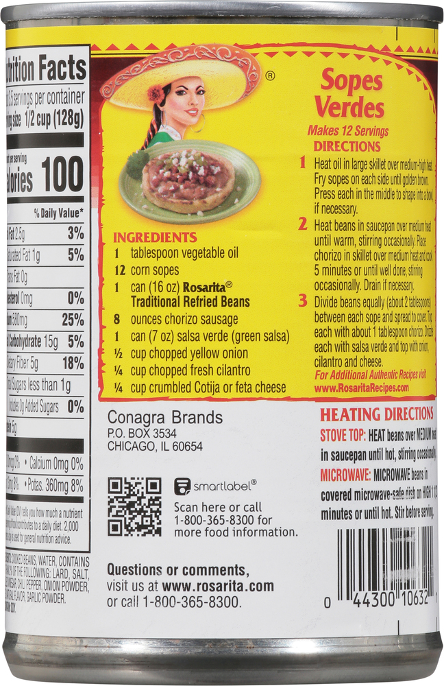 Rosarita Refried Beans, TraditionalPlanogramBack