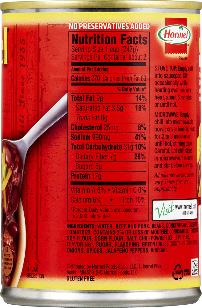 Hormel Chili, with BeansPlanogramRight