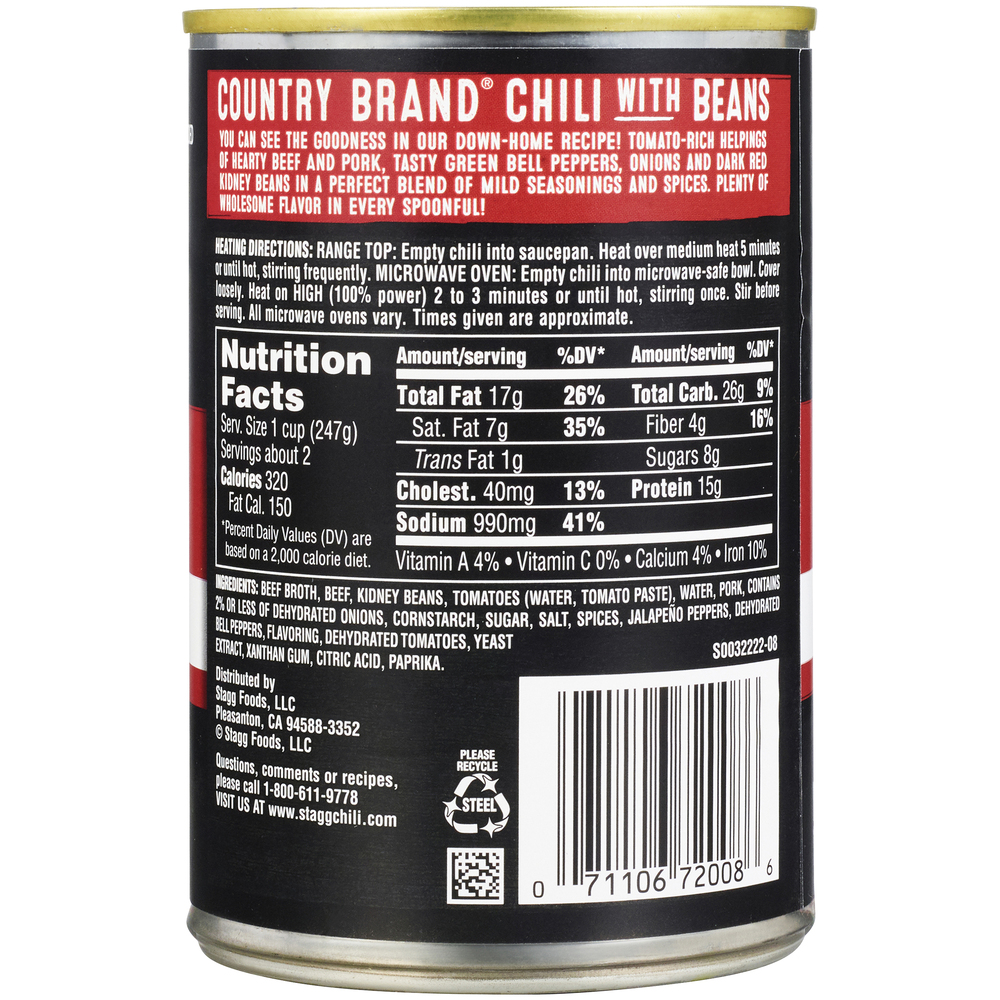Stagg Chili Country Brand w/Beans ChiliPlanogramBack