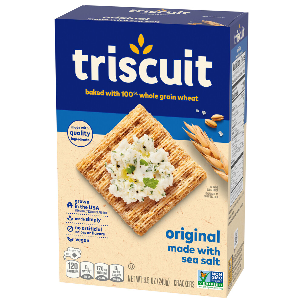 TRISCUIT Triscuit Original Whole Grain Wheat Crackers, Vegan Crackers