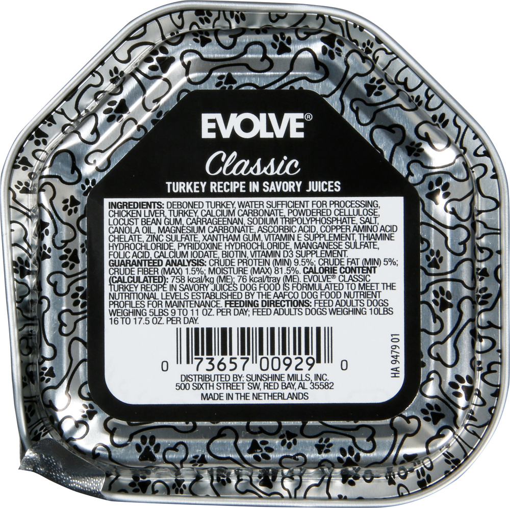 Evolve Classic Dog Food Turkey Recipe in Savory Juices Crafted Meals